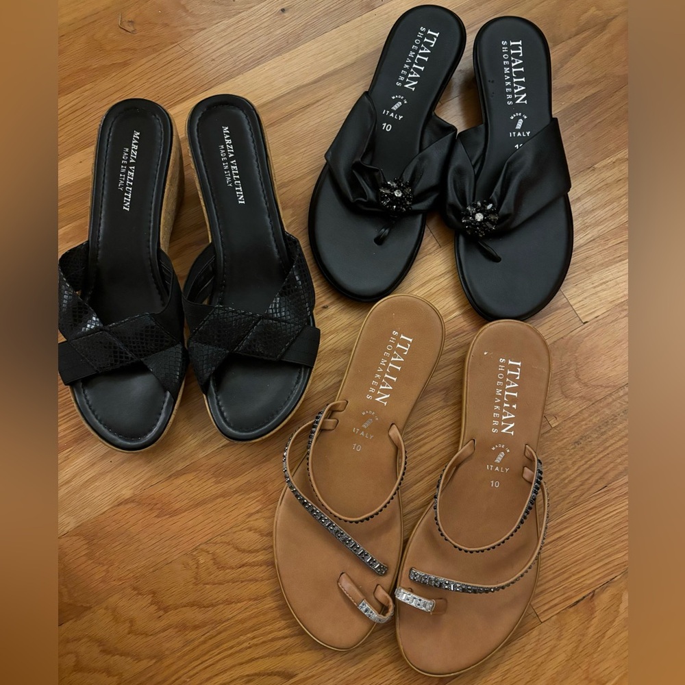 3 NEW ⭐️ Pair Italian Sandal Bundle [Women’s Size 10/Mens Size 8]
